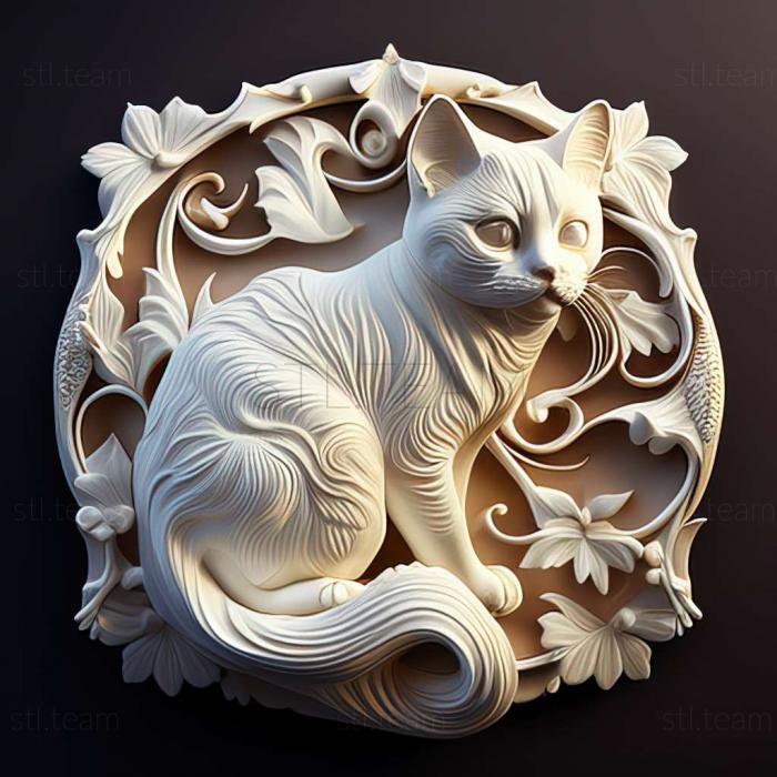 3D модель Іноземний білий кіт (STL)